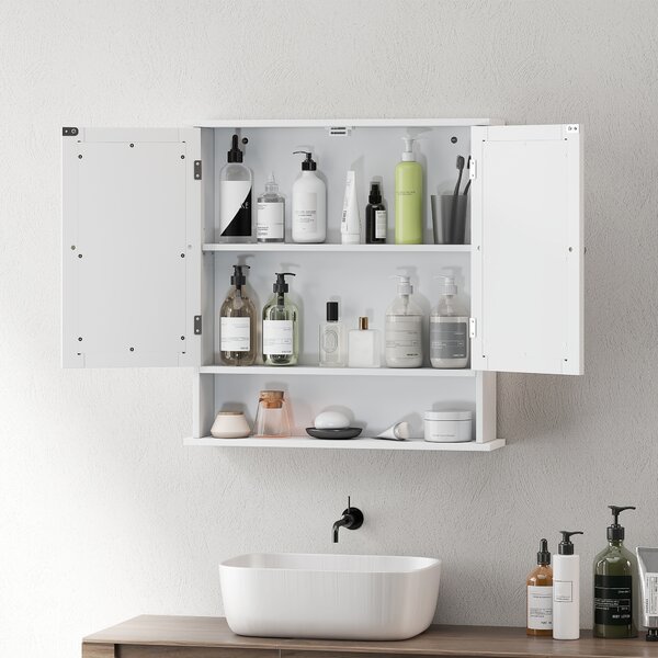 Kleankin Bathroom Wall Storage Cabinet - White