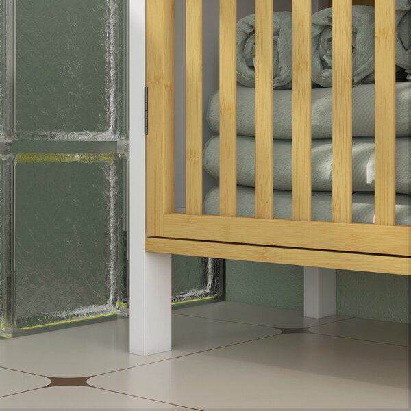 HOMCOM Bamboo-Blend Retro Cut-Out Under Sink Cabinet