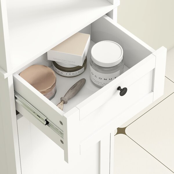 HOMCOM Tall Bathroom Cabinet with Tilt-Out Laundry Basket - White