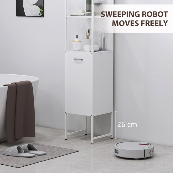 HOMCOM Tall Bathroom Cabinet with Open Shelves and Adjustable Shelf - White