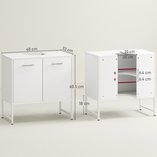 HOMCOM Bathroom Vanity Unit, Under Sink Storage Cabinet with Soft-Close Doors for Basin without or with Pedestal, White