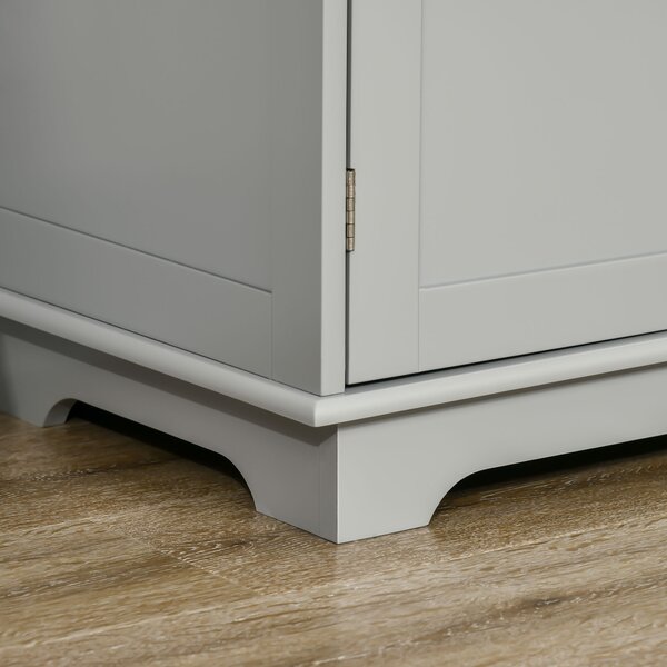 HOMCOM Sideboard with Rubberwood Top and Independent Storage Shelves - Grey