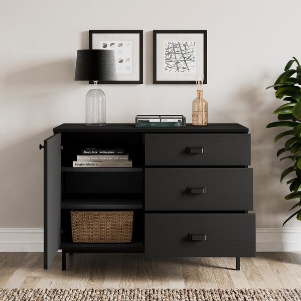 Fulton Small Sideboard, Black Oak