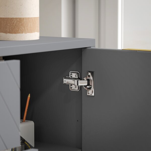 HOMCOM Modern Storage Cabinet Freestanding Cupboard with 3 Drawers for Dining Room, Living Room, Grey Aosom UK