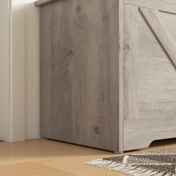 HOMCOM 100L Home Storage Box, with Safety Hinges - White Wood-Effect Aosom UK