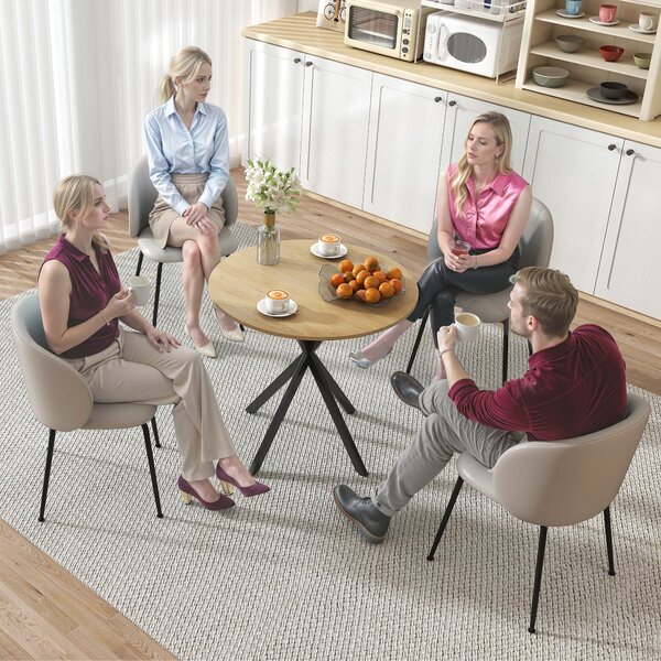 HOMCOM 80cm Industrial Round Dining Table - Oak