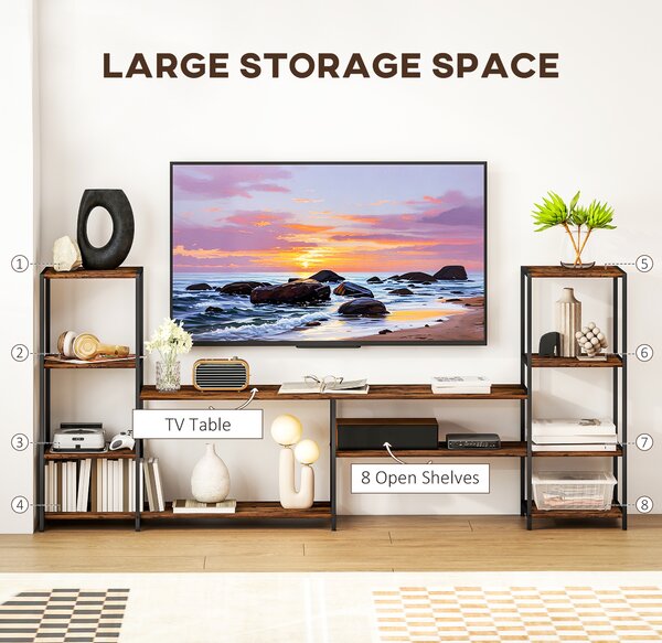 HOMCOM TV Unit for TVs up to 60 Inches, Industrial TV Stand with Storage Shelves, Entertainment Centre for Living Room, Bedroom