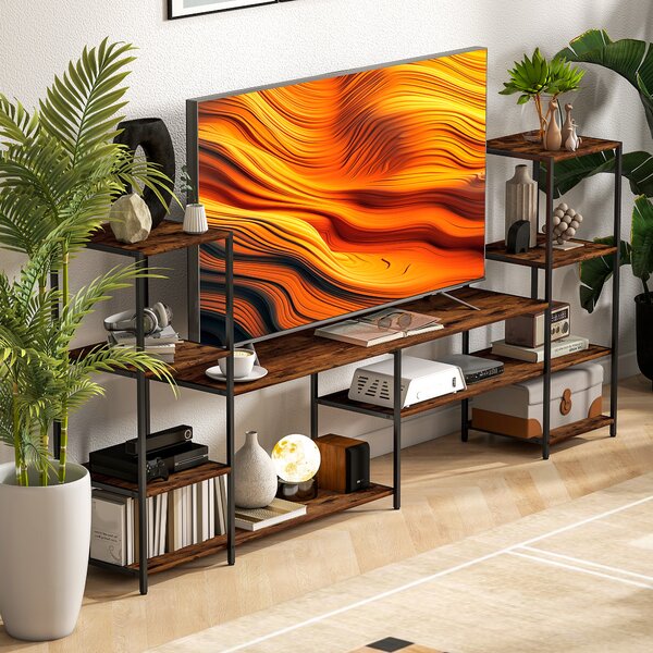 HOMCOM TV Unit for TVs up to 60 Inches, Industrial TV Stand with Storage Shelves, Entertainment Centre for Living Room, Bedroom