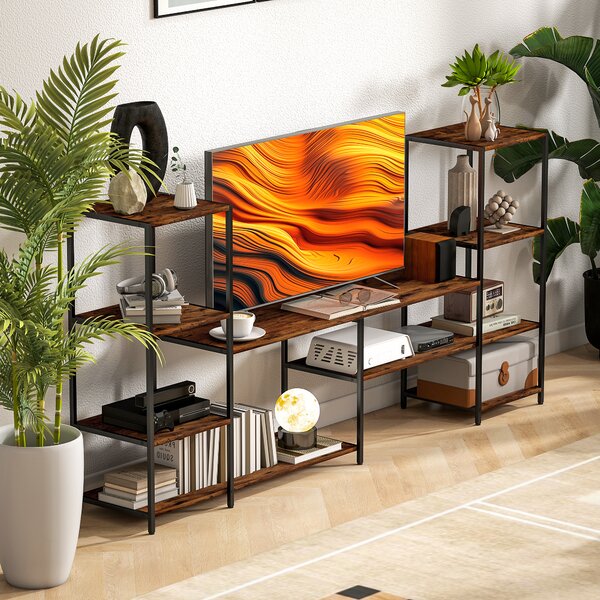 HOMCOM TV Unit for TVs up to 55 Inches, Industrial TV Stand with Storage Shelves, Entertainment Centre for Living Room, Bedroom