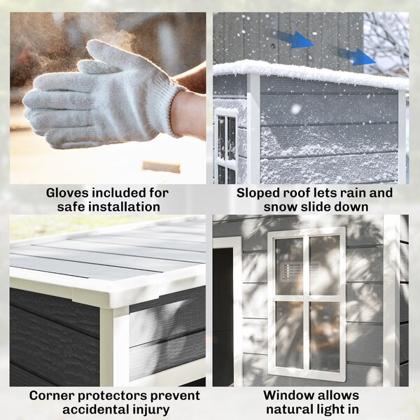 Outsunny 5x3 Storage Shed, Garden Shed Lockable Door With Window and Vent for Outdoor Storage, Grey Aosom UK
