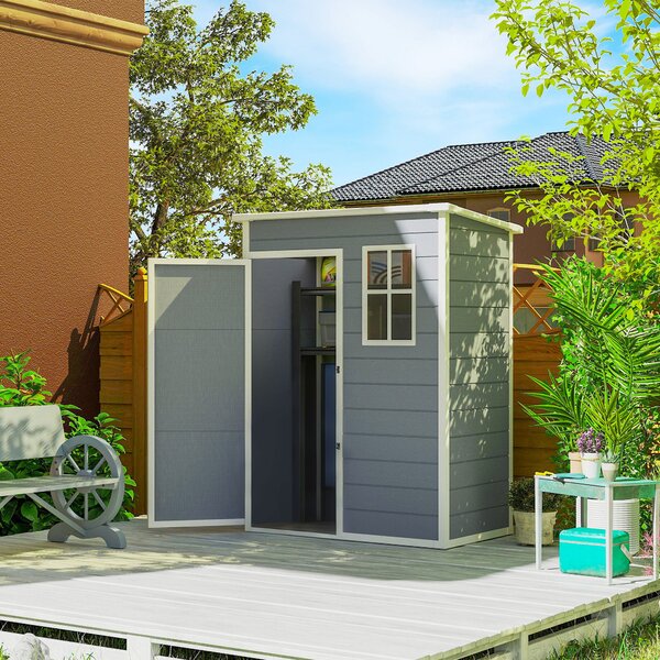 Outsunny 5x3 Storage Shed, Garden Shed Lockable Door With Window and Vent for Outdoor Storage, Grey Aosom UK