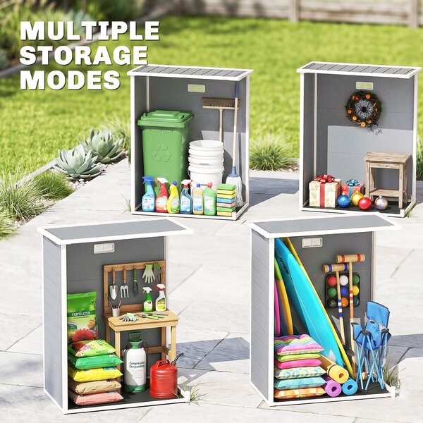 Outsunny 5x3 Storage Shed, Garden Shed Lockable Door With Window and Vent for Outdoor Storage, Grey Aosom UK