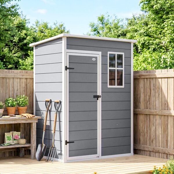 Outsunny 5x3 Storage Shed, Garden Shed Lockable Door With Window and Vent for Outdoor Storage, Grey Aosom UK