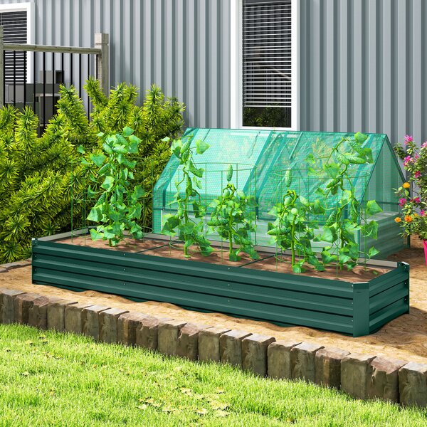 Outsunny 60 x 240cm Galvanised Steel Planter, with Open Bottom
