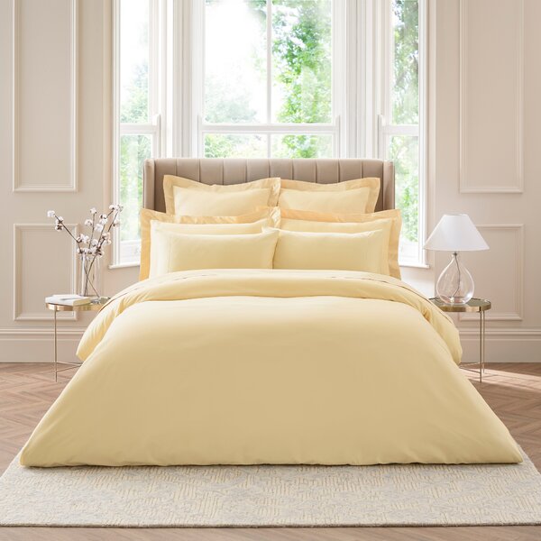 Dorma 300 Thread Count 100% Cotton Sateen Plain Buttermilk Duvet Cover Beige