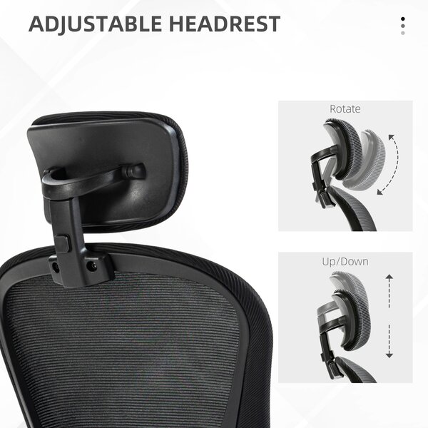 Vinsetto Multi-Adjustable Office Chair, with Lumbar Support, Headrest and Mesh Back - Black