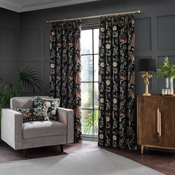 Paradise Cheetah Pencil Pleat Curtains