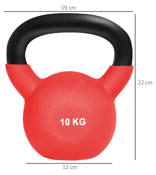 HOMCOM Soft Kettlebell, 10kg Kettle Bell with Non-Slip Handle for Home Gym Weight Lifting and Strength Training, Red