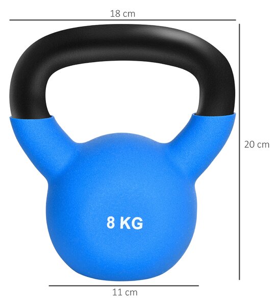 HOMCOM Soft Kettlebell, 8kg Kettle Bell with Non-Slip Handle for Home Gym Weight Lifting and Strength Training, Blue