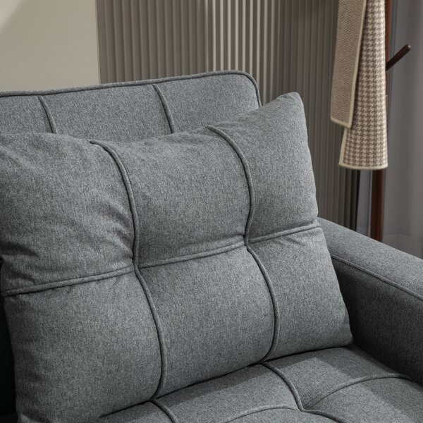 HOMCOM Two-Seater Pull-Out Sofa Bed, Cat Scratch Resistant, Charcoal Grey Aosom UK