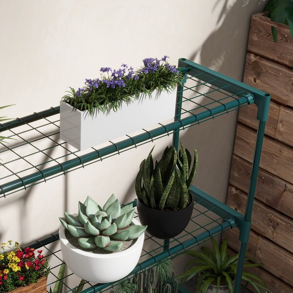 Outsunny Four-Tier Steel Plant Shelf - Black Aosom UK
