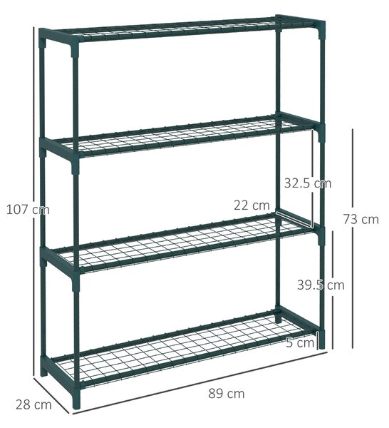 Outsunny Four-Tier Steel Plant Shelf - Black