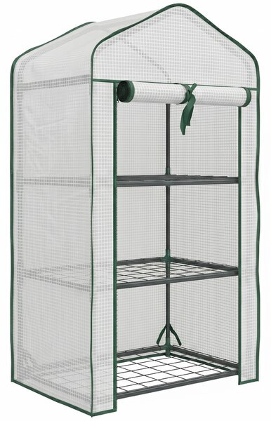 Outsunny Three-Tier Mini Greenhouse - White Aosom UK