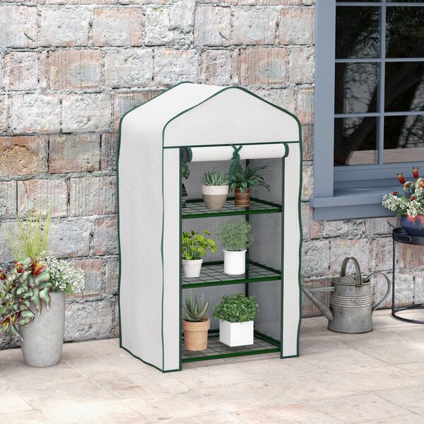 Outsunny Three-Tier Mini Greenhouse - White Aosom UK