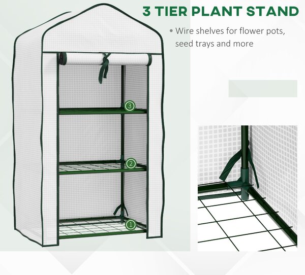 Outsunny Three-Tier Mini Greenhouse - White Aosom UK