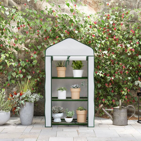 Outsunny Three-Tier Mini Greenhouse - White Aosom UK