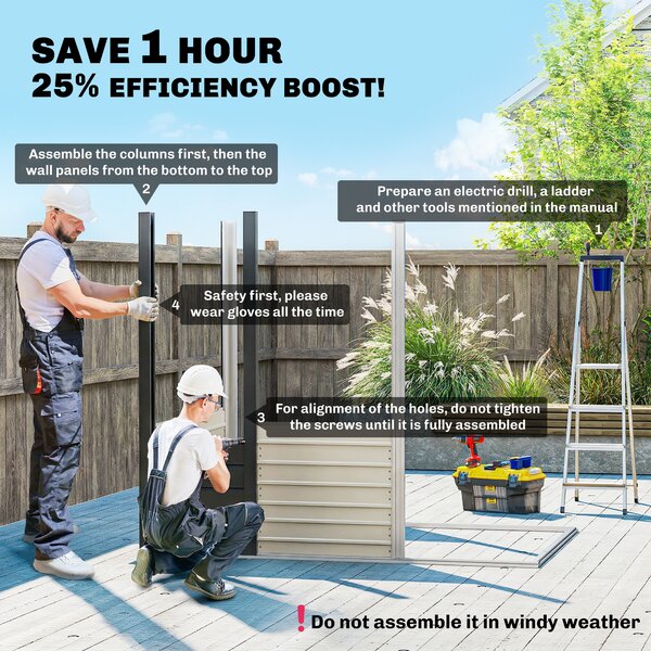 Outsunny 4 x 6ft Galvanised Metal Garden Shed with Locking Door and 2 Ventilation Slots - Grey