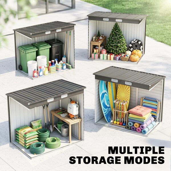 Outsunny 4 x 6ft Galvanised Metal Garden Shed with Locking Door and 2 Ventilation Slots - Grey