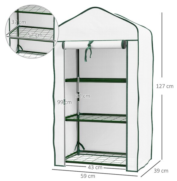 Outsunny Three-Tier Mini Greenhouse - White Aosom UK