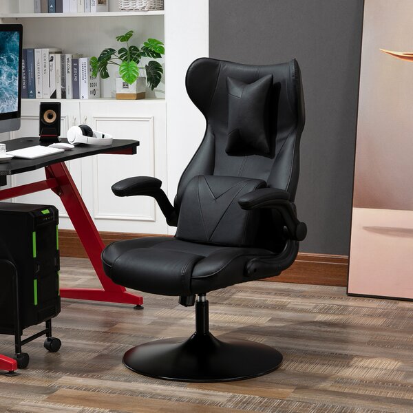 Vinsetto Video Game Chair w/ Lumbar Support, Racing Style Home Office Chair, Computer Chair w/ Swivel Base, Armrest, Headrest, Black Aosom UK