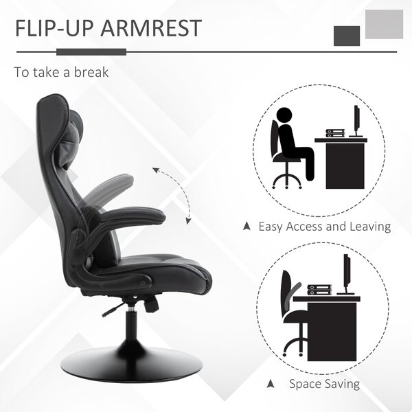 Vinsetto Video Game Chair w/ Lumbar Support, Racing Style Home Office Chair, Computer Chair w/ Swivel Base, Armrest, Headrest, Black Aosom UK