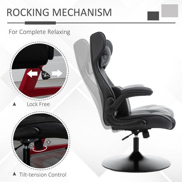 Vinsetto Video Game Chair w/ Lumbar Support, Racing Style Home Office Chair, Computer Chair w/ Swivel Base, Armrest, Headrest, Black Aosom UK