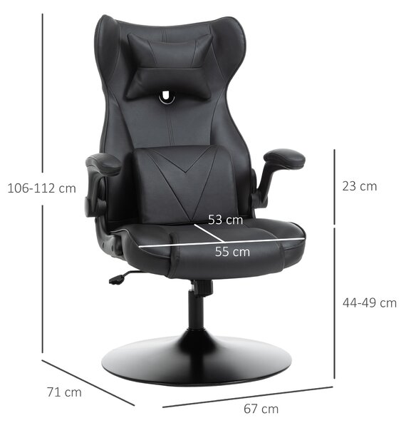 Vinsetto Video Game Chair w/ Lumbar Support, Racing Style Home Office Chair, Computer Chair w/ Swivel Base, Armrest, Headrest, Black Aosom UK