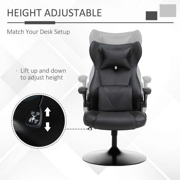 Vinsetto Video Game Chair w/ Lumbar Support, Racing Style Home Office Chair, Computer Chair w/ Swivel Base, Armrest, Headrest, Black Aosom UK
