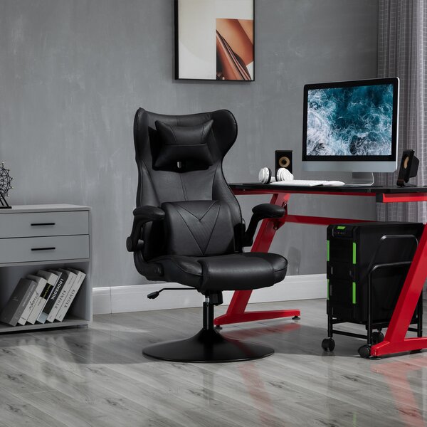 Vinsetto Video Game Chair w/ Lumbar Support, Racing Style Home Office Chair, Computer Chair w/ Swivel Base, Armrest, Headrest, Black Aosom UK