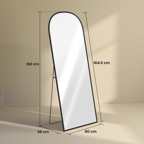 HOMCOM 165cm Aluminium Frame Standing Mirror - Black