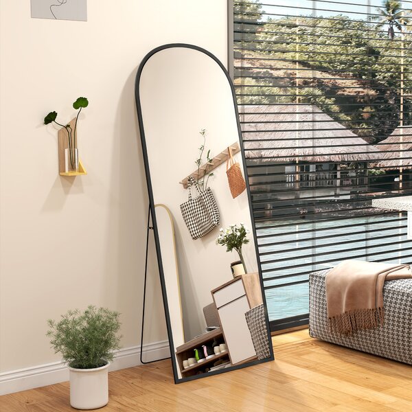HOMCOM 165cm Aluminium Frame Standing Mirror - Black