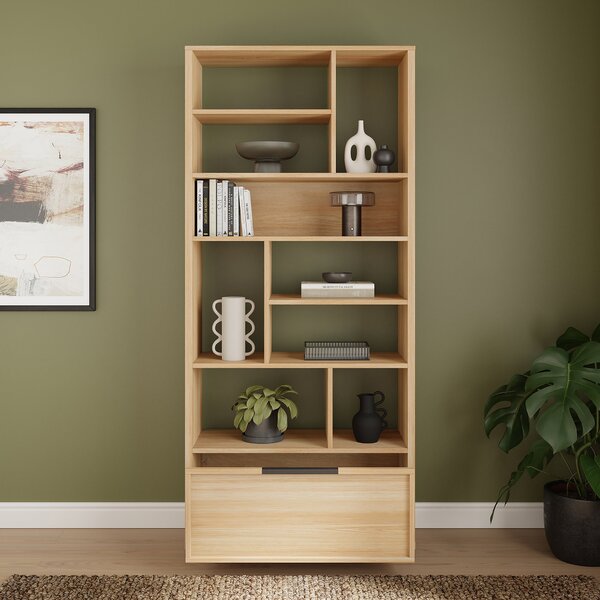 Hardy Slim Bookcase With Drawer, Oak Effect