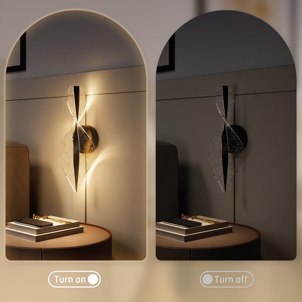 HOMCOM Led Wall Lamp 2 Pack, 13W Modern Indoor Spiral Wall Light, Colour Temperature Adjustable 3000K/4000K/6500K, for Bedroom, Living Room, Hallway, Stairs, Black