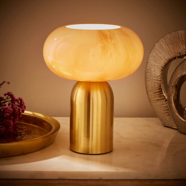 Lacey Alabaster Metal Touch Table Lamp