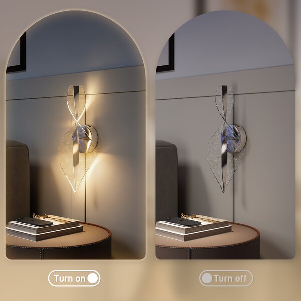 HOMCOM Led Wall Lamp 2 Pack, 13W Modern Indoor Spiral Wall Light, Colour Temperature Adjustable 3000K/4000K/6500K, for Bedroom, Living Room, Hallway, Stairs, Silver Tone