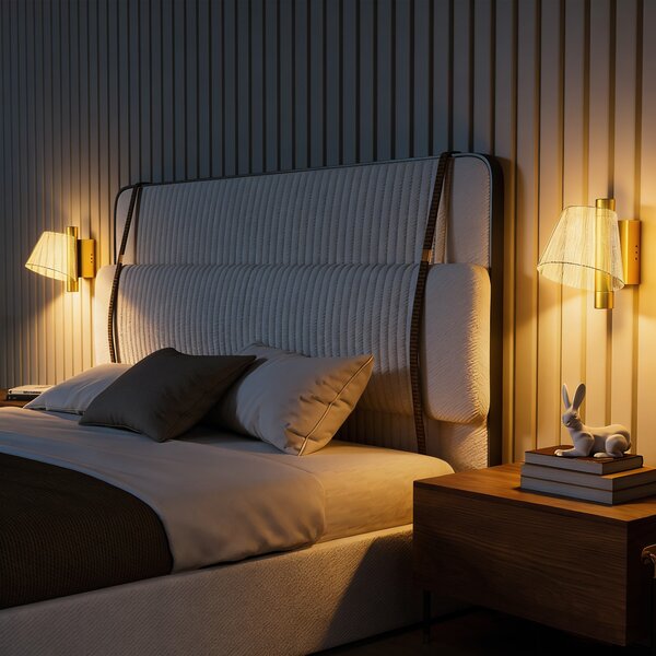 HOMCOM Led Wall Lamp 2 Pack, 5W Modern Indoor Starry Wall Light, Colour Temperature Adjustable 3000K/4000K/6500K, for Bedroom, Living Room, Hallway, Stairs, Gold Tone