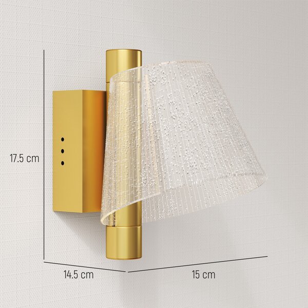 HOMCOM Led Wall Lamp 2 Pack, 5W Modern Indoor Starry Wall Light, Colour Temperature Adjustable 3000K/4000K/6500K, for Bedroom, Living Room, Hallway, Stairs, Gold Tone