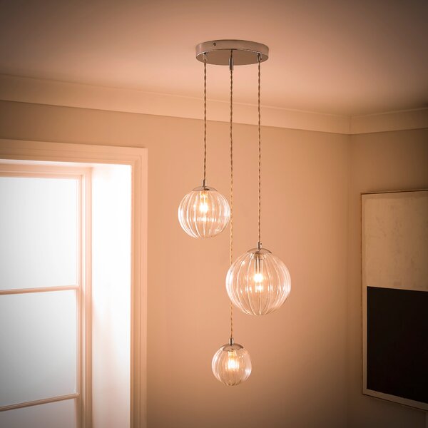 Eli Ribbed 3 Light Adjustable Cluster Ceiling Light