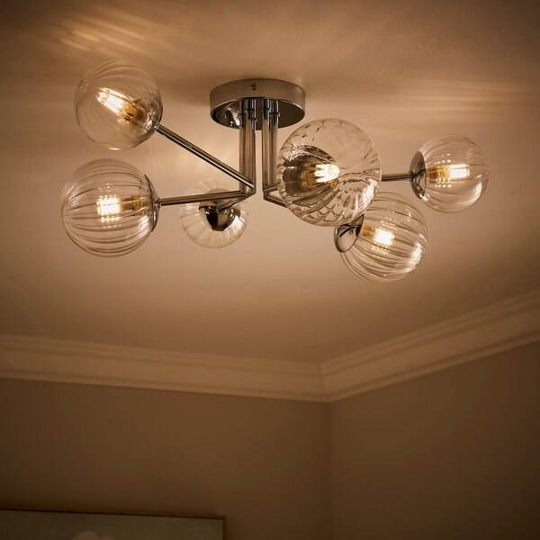 Eli Ribbed 6 Light Semi Flush Ceiling Light