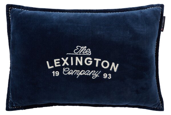 Lexington 1993 Logo Organic Cotton Velvet cushion 40x60 cm Denim blue